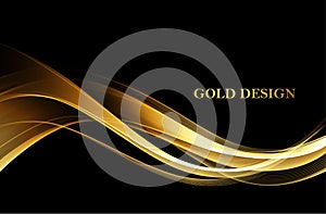 Abstract shiny color gold wave design element photo