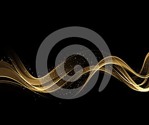 Abstract shiny color gold wave design element with glitter effect