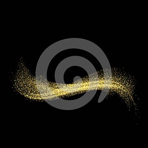 Abstract shiny color gold wave design element with glitter effect on dark background.Vector eps10