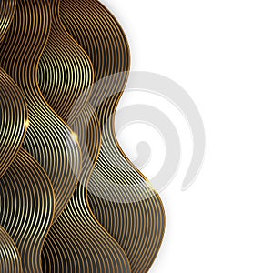 Abstract shiny color gold wave design element, golden lines pattern background. Golding Luxury Design for cover, invitation