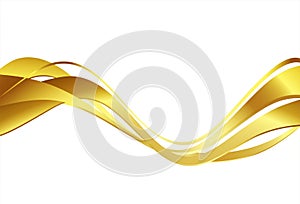 Abstract shiny color gold wave design element Golden silk ribbon for cosmetic gift voucher