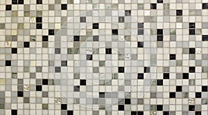 Abstracto brillante el piso losas vaso en monótono mezclar negro blanco gris mosaico plaza de la ciudad sin costura patrón textura 