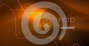 Abstract shiny glowinng color wave design element on dark background - science or technology concept