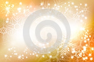 Abstract shiny golden christmas background with stars and snowflakes