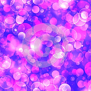 Abstract shiny gradient violet pink background with abstract bokeh glowing circles