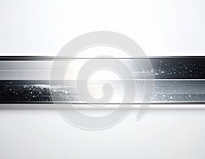 Abstract Shiny Metallic Surface with Bubbles and Light Reflection on White Background