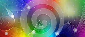 Abstract Shiny Sparkles, Waves and Curves in Rainbow Colors Background Banner