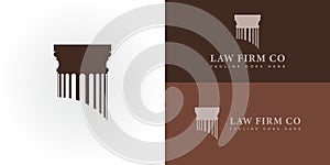Abstract Shioulette Pillar and Lettering Law Firm Logo in brown color