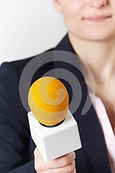 Abstract Shot Of Female Journalist With Microphone