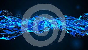 Abstract blue digital network of interconnected triangles and lines