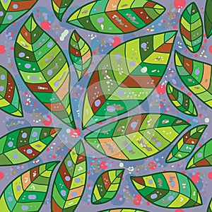 Abstract sick leaves seamless pattern