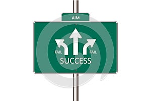 Abstract Sign board AIM Go Straight For Success