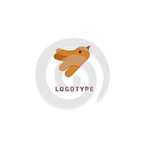 Bird silhouette logo. Vector abstract minimalistic illustration flying fowl. Pigeon icon. Zoo, pet shop, farm, bird feather, wild photo