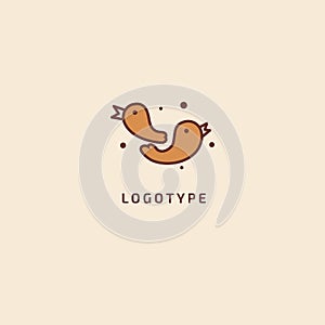 Bird silhouette logo. Vector abstract minimalistic illustration flying fowl. Pigeon icon. Zoo, pet shop, farm, bird feather, wild photo