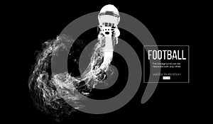 Abstract silhouette of a american football player on dark black background. Football player running with ball. Rugby.