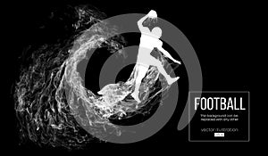 Abstract silhouette of a american football player on dark black background. Football player running with ball. Rugby.