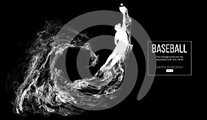 Abstract silhouette of a baseball player pitcher on dart black background. Baseball player pitcher throws the ball