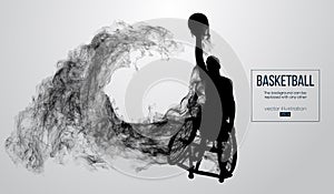 Abstract silhouette of a basketball player disabled on white background. Basketball player performs throw a ball.