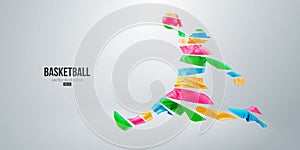 Abstract silhouette of a basketball player man in action isolated white background. Vector illustration