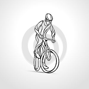 Abstract silhouette of bicyclist. Black bike cyclist logo