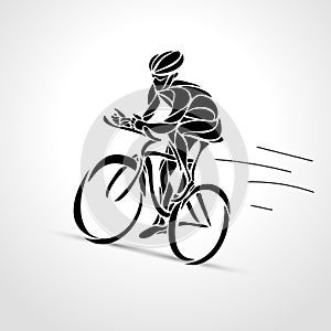 Abstract silhouette of bicyclist. Black bike cyclist logo