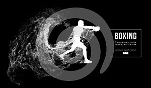 Abstract silhouette of a boxer, mma, ufc fighter on the dark, black background. Boxer is winner. Vector illustration