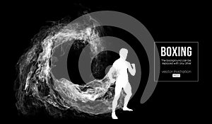 Abstract silhouette of a boxer, mma, ufc fighter on the dark, black background. Boxer is winner. Vector illustration