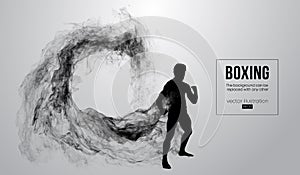 Abstract silhouette of a boxer, mma, ufc fighter on the white background. Boxer is winner. Vector illustration