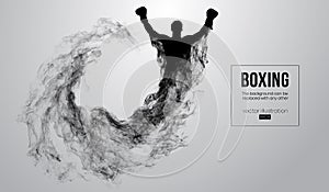 Abstract silhouette of a boxer, mma, ufc fighter on the white background. Boxer is winner. Vector illustration