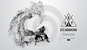 Abstract silhouette of a breakdancer, man, bboy, breaker, breaking on the white background. Hip-hop dancer. Vector photo