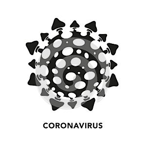 Abstract silhouette coronavirus bacteria cell icon, COVID -19 on a white background. isolated object. Worldwide pandemic concept.