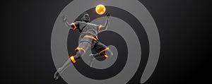 Abstract silhouette of football soccer player man in action isolated black background. illustration