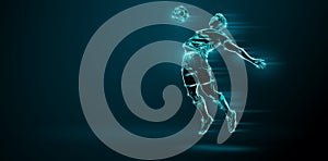 Abstract silhouette of football soccer player man in action isolated black background. illustration