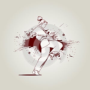 Abstract silhouette of a girl in karate.