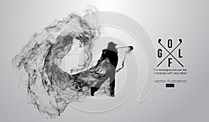 Abstract silhouette of a golf player, golfer on the white background. Golfer kicks the ball. Vector illustration