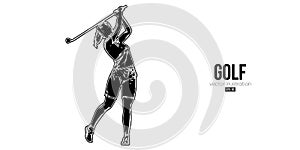 Abstract silhouette of a golf player on white background. Golfer woman hits the ball. Vector illustration