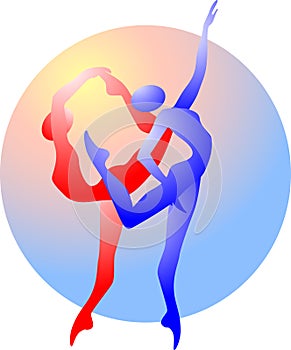 Abstract silhouette of gymnasts