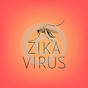 Abstract silhouette of a mosquito with text virus Zika