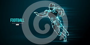 Abstract silhouette of a NFL american football player man in action isolated blue background. Vector illustration