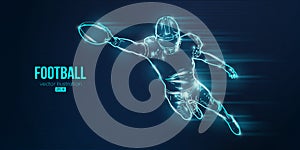 Abstract silhouette of a NFL american football player man in action isolated blue background. Vector illustration