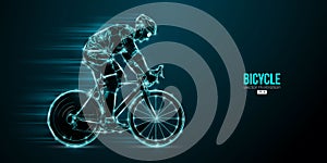 Abstract silhouette of a road bike racer, man is riding on sport bicycle isolated on black background. Cycling sport