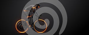 Abstract silhouette of a road bike racer, man is riding on sport bicycle isolated on black background. Cycling sport