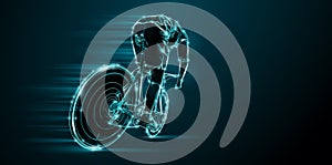 Abstract silhouette of a road bike racer, man is riding on sport bicycle isolated on black background. Cycling sport