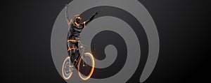 Abstract silhouette of a road bike racer, man is riding on sport bicycle isolated on black background. Cycling sport