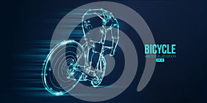 Abstract silhouette of a road bike racer, man is riding on sport bicycle isolated on blue background. Cycling sport