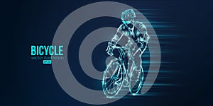 Abstract silhouette of a road bike racer, man is riding on sport bicycle isolated on blue background. Cycling sport