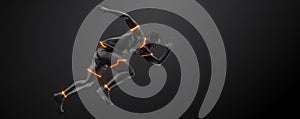 Abstract silhouette of a running athlete on black background. Runner man are running sprint or marathon.