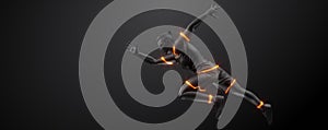 Abstract silhouette of a running athlete on black background. Runner man are running sprint or marathon.