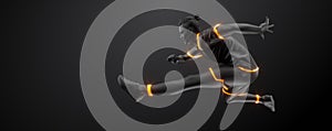 Abstract silhouette of a running athlete on black background. Runner man are running sprint or marathon.