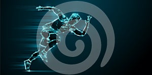 Abstract silhouette of a running athlete on black background. Runner man are running sprint or marathon.